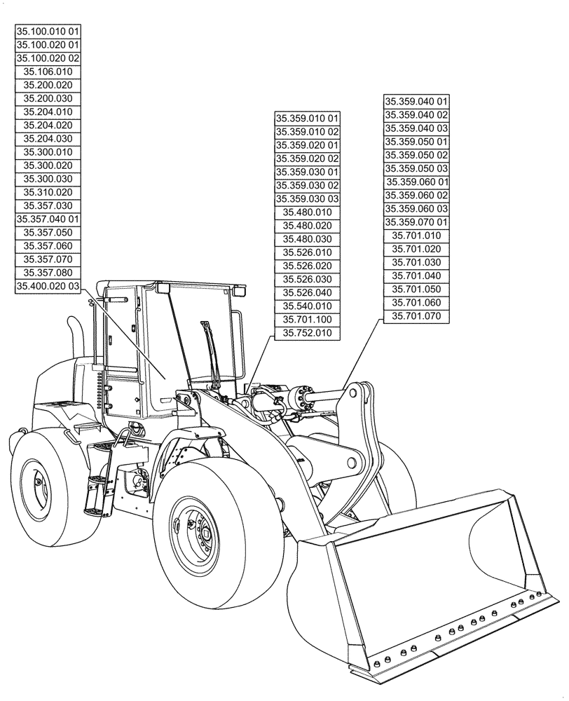 Схема запчастей Case 721G - (00.000.35) - PICTORIAL INDEX - HYDRAULIC SYSTEMS (00) - GENERAL & PICTORIAL INDEX