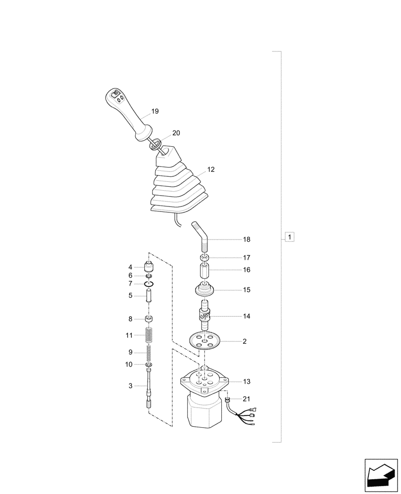 Схема запчастей Case CX17C - (35.355.030) - VAR - 405002, 405005 - JOYSTICK, PROPORTIONAL VALVE, COMPONENTS (35) - HYDRAULIC SYSTEMS