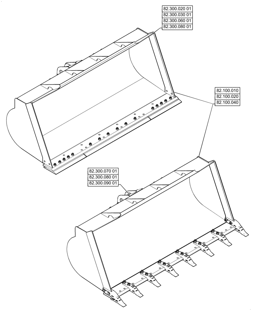 Схема запчастей Case 821G - (82.000.00[01]) - SECTION INDEX - FRONT LOADER AND BUCKET (82) - FRONT LOADER & BUCKET