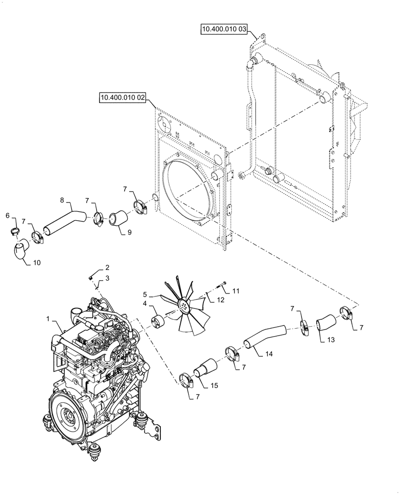 Схема запчастей Case SV208D - (10.400.010[01]) - ENGINE, COOLING SYSTEM (10) - ENGINE