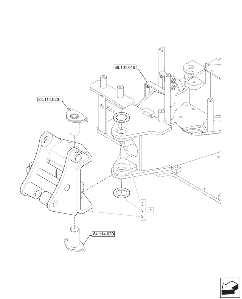 Схема запчастей Case CX17C - (84.114.010) - BOOM SWING, TOWER (84) - BOOMS, DIPPERS & BUCKETS