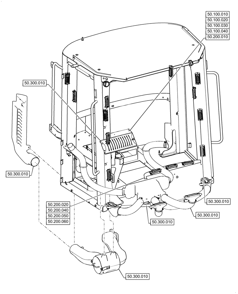 Схема запчастей Case 921G - (00.000.50) - PICTORIAL INDEX - CAB CLIMATE CONTROL (00) - GENERAL & PICTORIAL INDEX