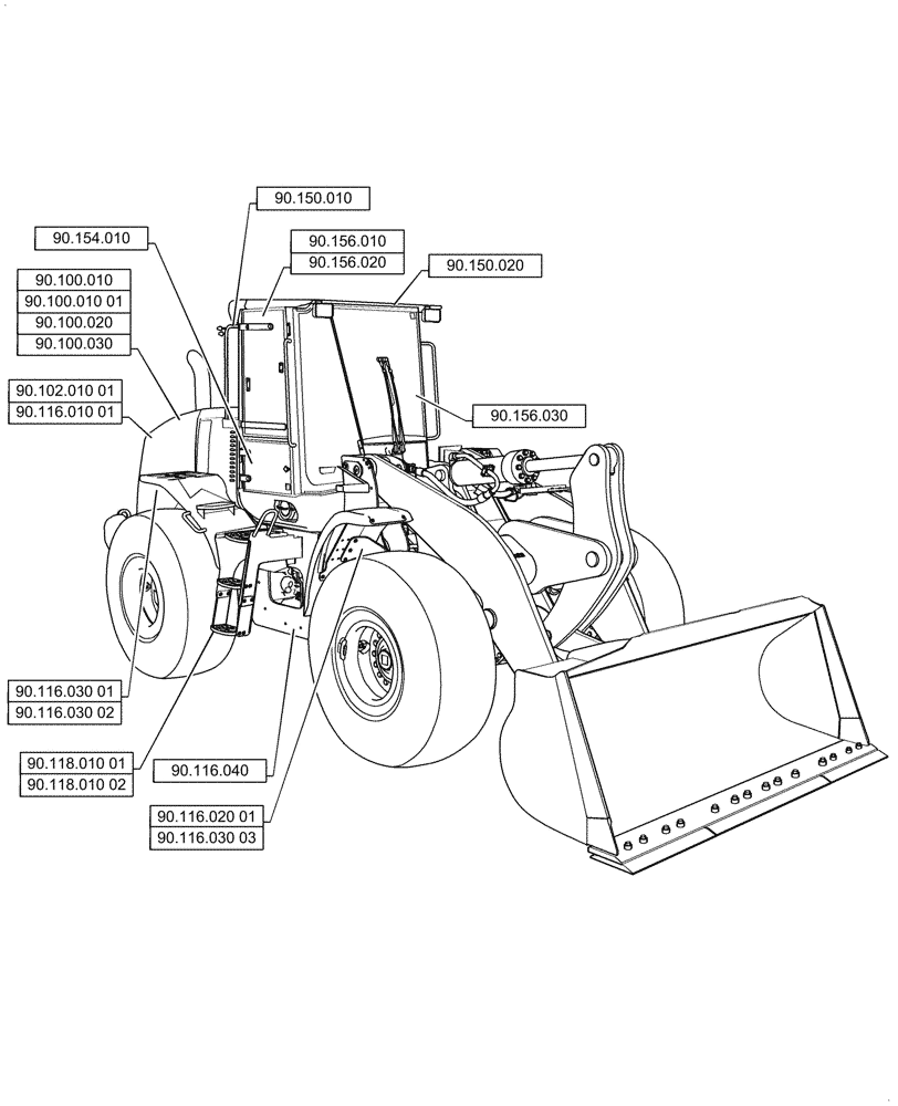 Схема запчастей Case 821G - (00.000.90[01]) - PICTORIAL INDEX - PLATFORM, CAB, BODYWORK AND DECALS (00) - GENERAL & PICTORIAL INDEX
