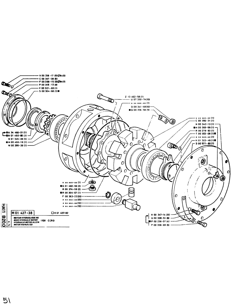 Схема запчастей Case SC150L - (051) - BASIC HYDRAULIC MOTOR 