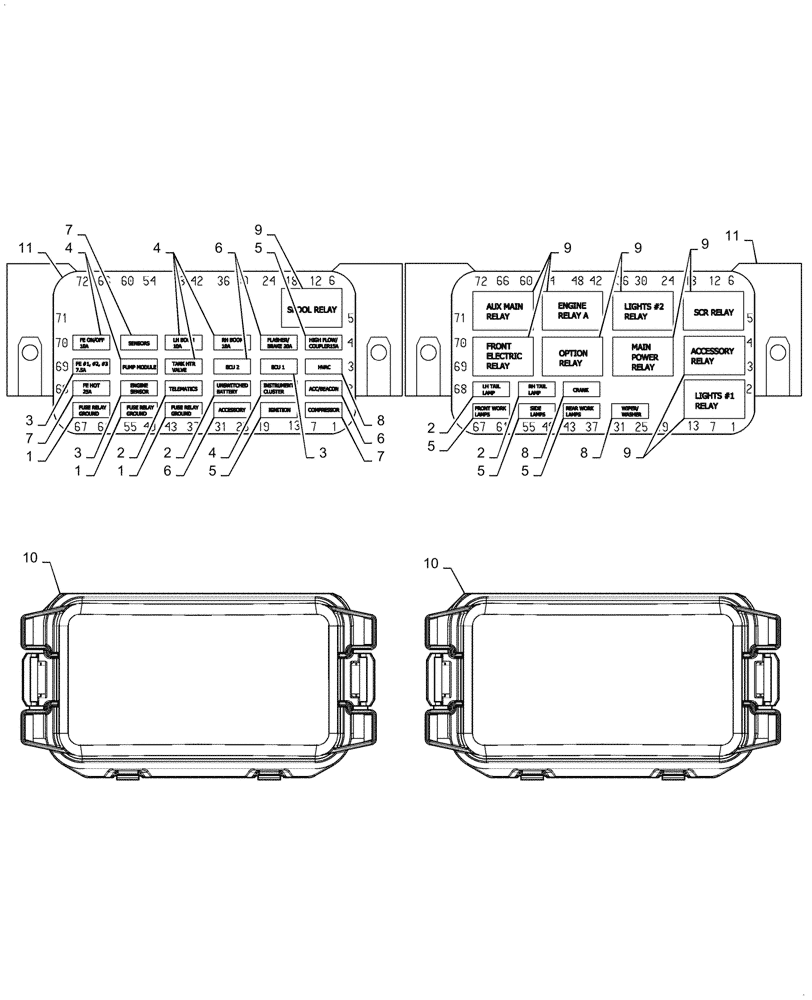 Схема запчастей Case TR320 - (55.100.DO[06]) - FUSE BOX #1 AND # 2, EH (01-AUG-2014 & AFTER) (55) - ELECTRICAL SYSTEMS