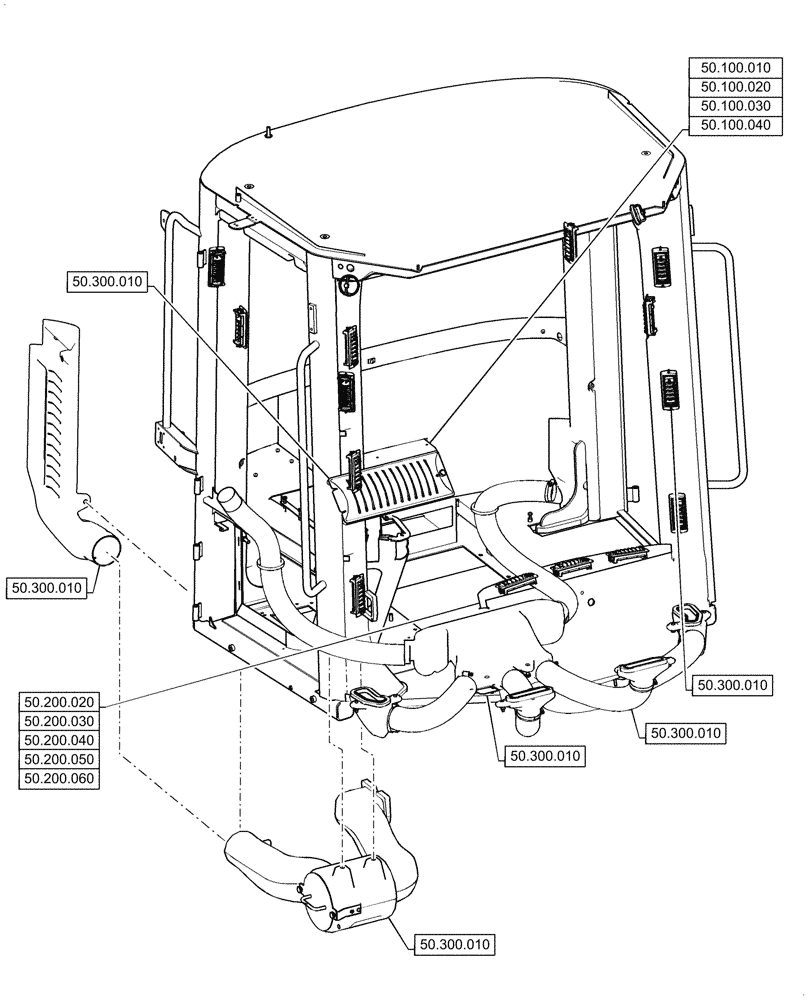 Схема запчастей Case 1021G - (00.000.50) - PICTORIAL INDEX - CAB CLIMATE CONTROL (00) - GENERAL & PICTORIAL INDEX