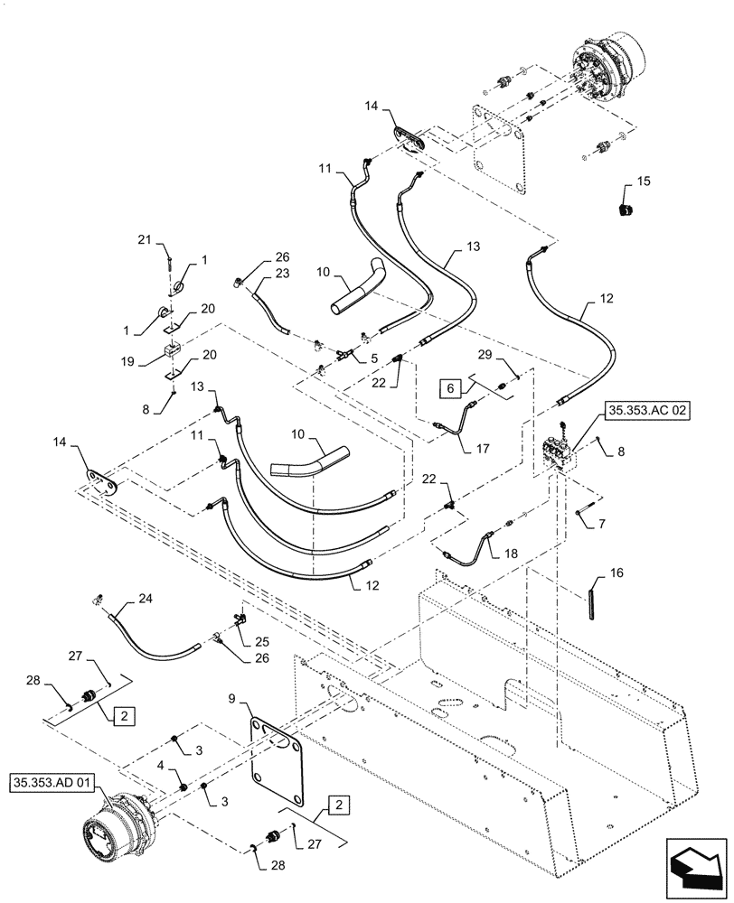 Схема запчастей Case TR270 - (35.353.AD[06]) - TRAVEL SPEED, E-H (03-OCT-2016 & NEWER) (35) - HYDRAULIC SYSTEMS