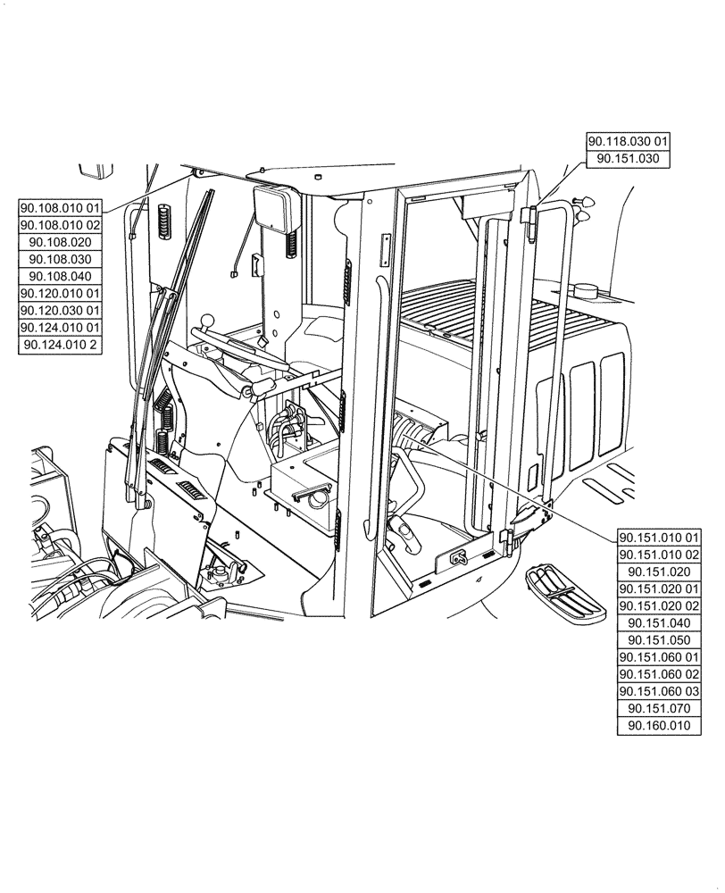 Схема запчастей Case 1021G - (00.000.90[02]) - PICTORIAL INDEX - PLATFORM, CAB, BODYWORK AND DECALS (00) - GENERAL & PICTORIAL INDEX