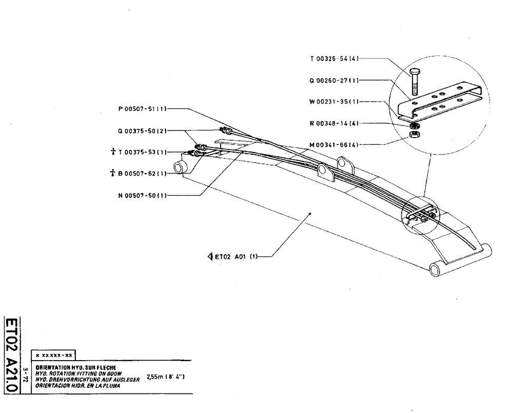 Схема запчастей Case TY45 - (ET02 A21.0) - HYD. ROTATION FITTING ON BOOM - 2,55 M (8 4") (09) - BOOMS