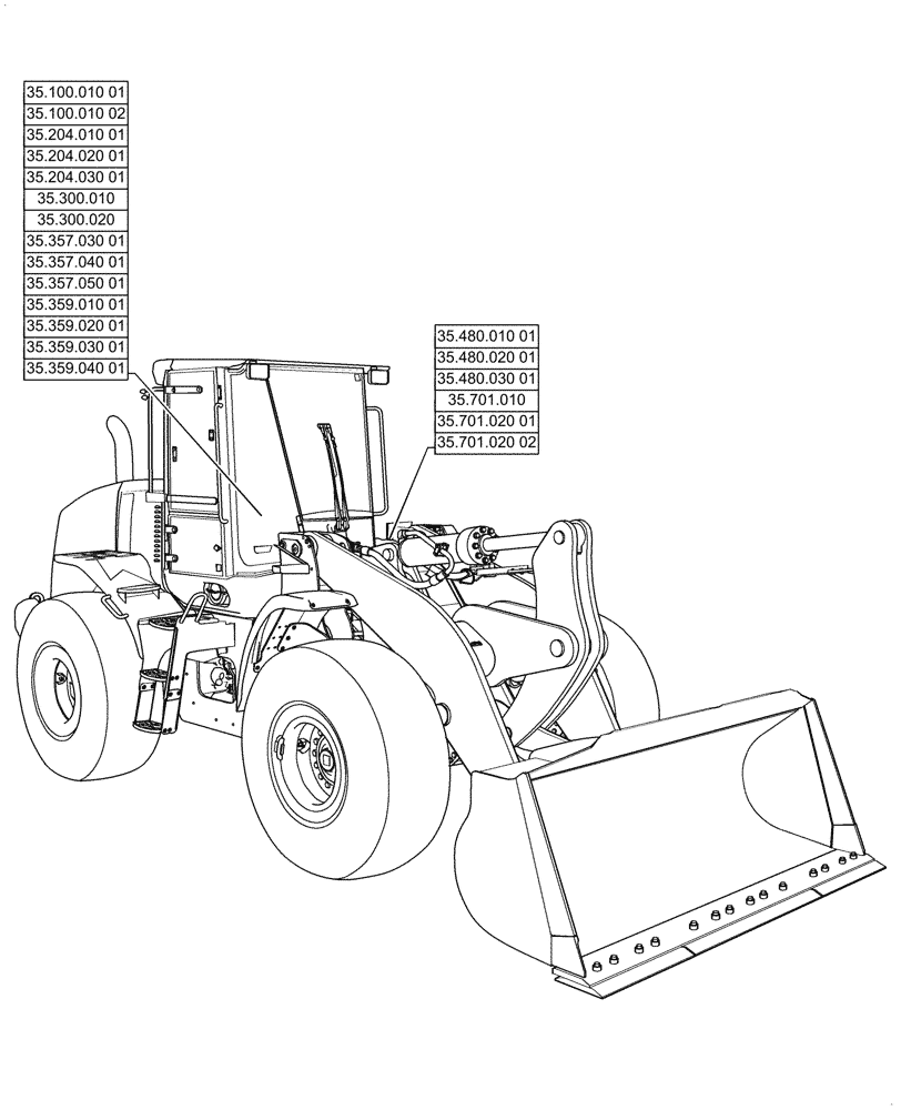 Схема запчастей Case 1121G - (00.000.35) - PICTORIAL INDEX - HYDRAULIC SYSTEMS (00) - GENERAL & PICTORIAL INDEX