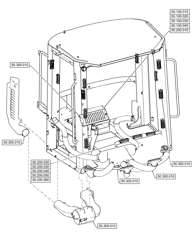 Схема запчастей Case 1121G - (00.000.50) - PICTORIAL INDEX - CAB CLIMATE CONTROL (00) - GENERAL & PICTORIAL INDEX