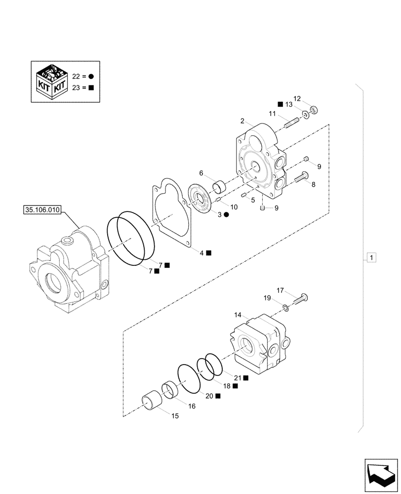 Схема запчастей Case CX37C - (35.106.020) - HYDRAULIC PUMP, COMPONENTS (35) - HYDRAULIC SYSTEMS