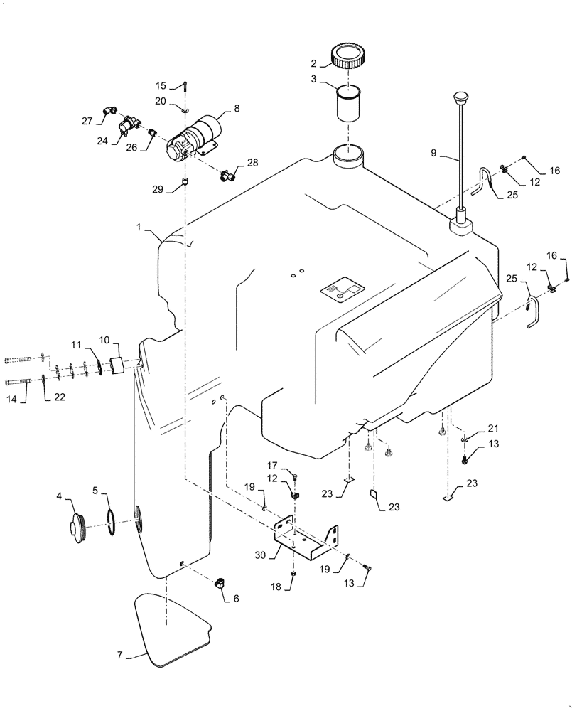 Схема запчастей Case DV45CC - (78.110.AH[02]) - WATER TANK - ASN NFNTW0065 (78) - SPRAYING