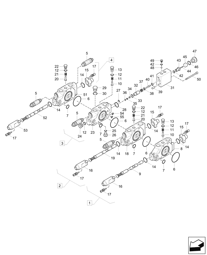 Схема запчастей Case CX37C - (35.359.040) - VAR - 405028, 405030, 405032, 405034 - CONTROL VALVE, COMPONENTS (35) - HYDRAULIC SYSTEMS