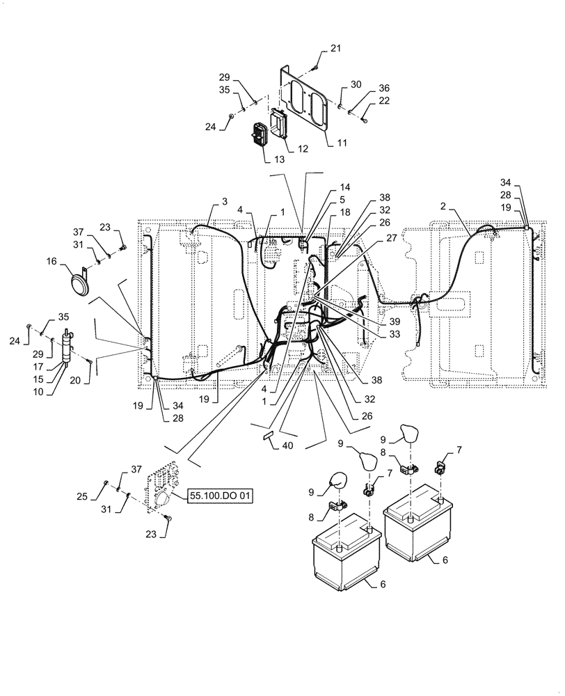 Схема запчастей Case DV210CD - (55.100.AI) - CHASSIS, WIRE HARNESS - COMBI - BSN NGNTP2003 (55) - ELECTRICAL SYSTEMS