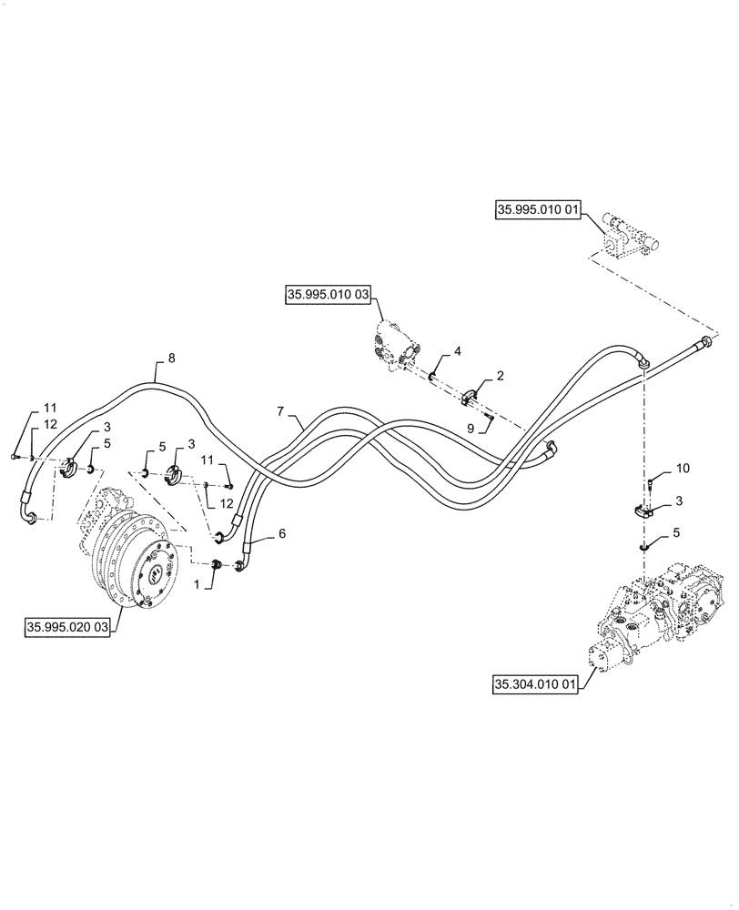 Схема запчастей Case SV208D - (35.995.030[03]) - HYD. LINE, DRUM, DRIVE - HEAVY DUTY (35) - HYDRAULIC SYSTEMS