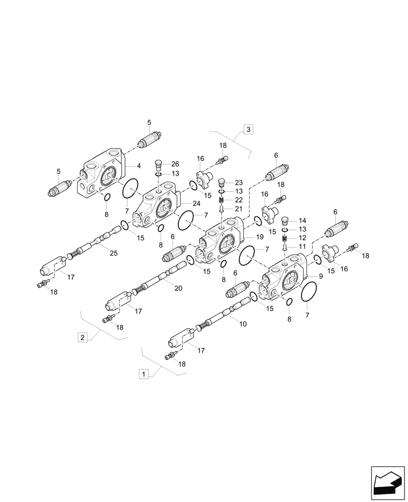 Схема запчастей Case CX37C - (35.359.030) - VAR - 405028, 405030, 405032, 405034 - CONTROL VALVE, COMPONENTS (35) - HYDRAULIC SYSTEMS