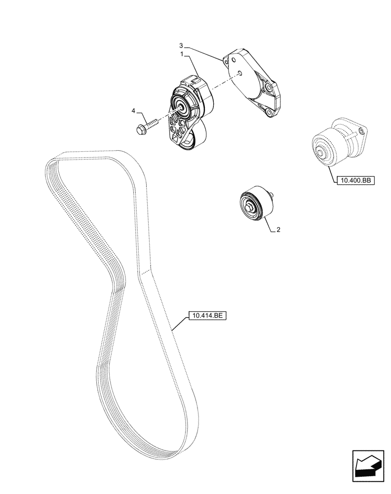 Схема запчастей Case F4DFE613N B006 - (10.414.AE) - BELT TENSIONER (10) - ENGINE