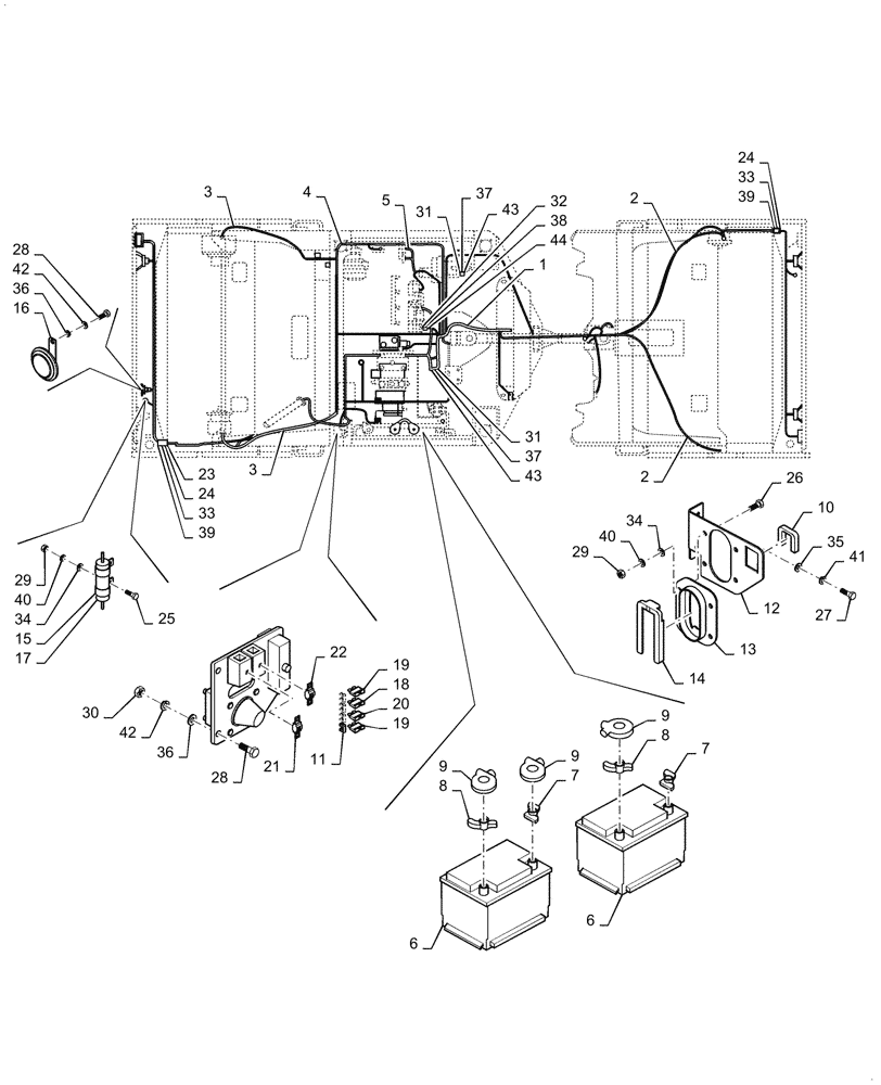 Схема запчастей Case DV209D - (55.100.AI) - CHASSIS, WIRE HARNESS (55) - ELECTRICAL SYSTEMS