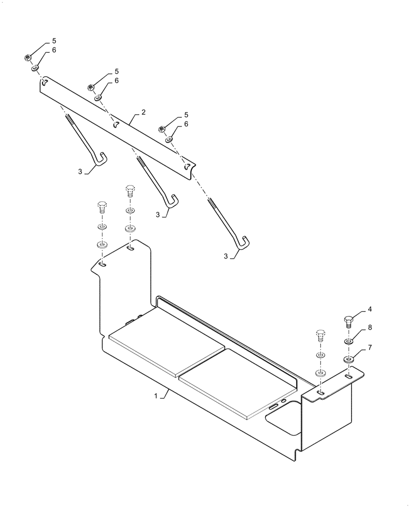 Схема запчастей Case SV208D - (55.302.010[01]) - BATTERY TRAY (55) - ELECTRICAL SYSTEMS