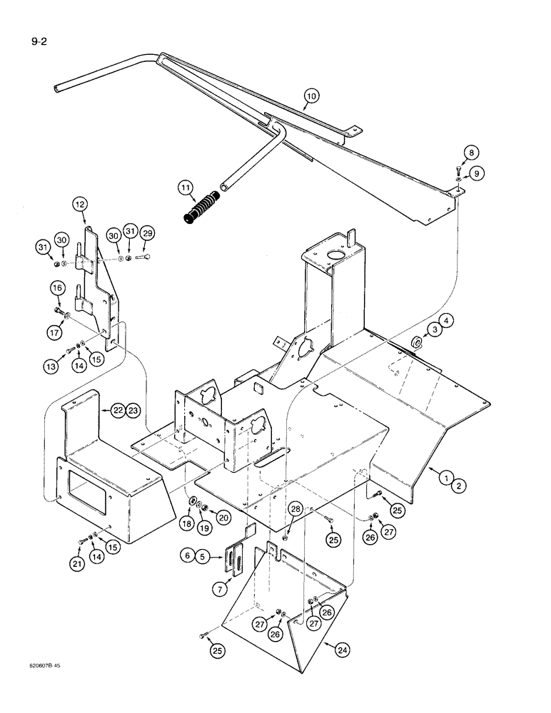 Схема запчастей Case TL100 - (9-02) - MAIN FRAME AND STEERING HANDLE (09) - CHASSIS/ATTACHMENTS