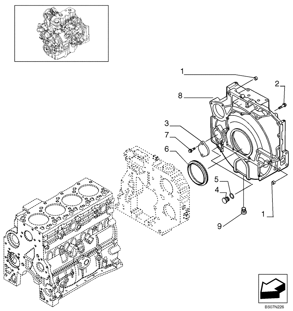 Схема запчастей Case 590SM - (02-14) - CRANKCASE COVERS (02) - ENGINE