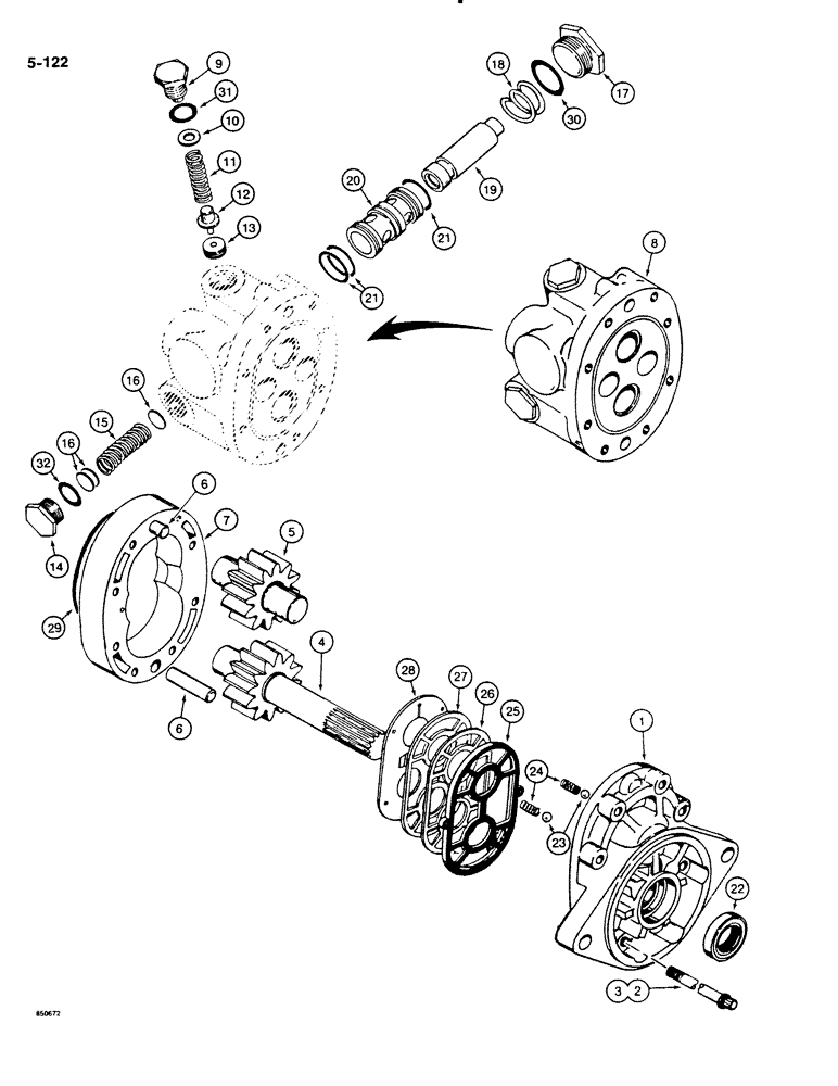 Схема запчастей Case DH4B - (5-122) - STEERING PUMP (05) - STEERING