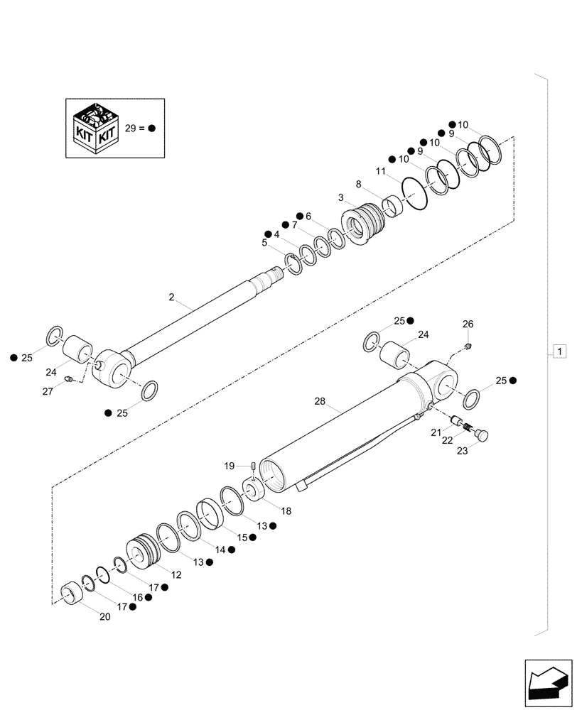 Схема запчастей Case CX37C - (35.737.010) - VAR - 747061 - DIPPER CYLINDER, COMPONENTS (35) - HYDRAULIC SYSTEMS