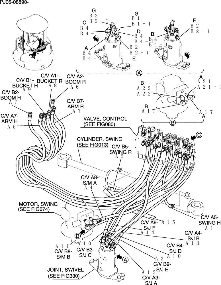 Схема запчастей Case CX50B - (100-01[1]) - HYD LINES, UPP (35) - HYDRAULIC SYSTEMS