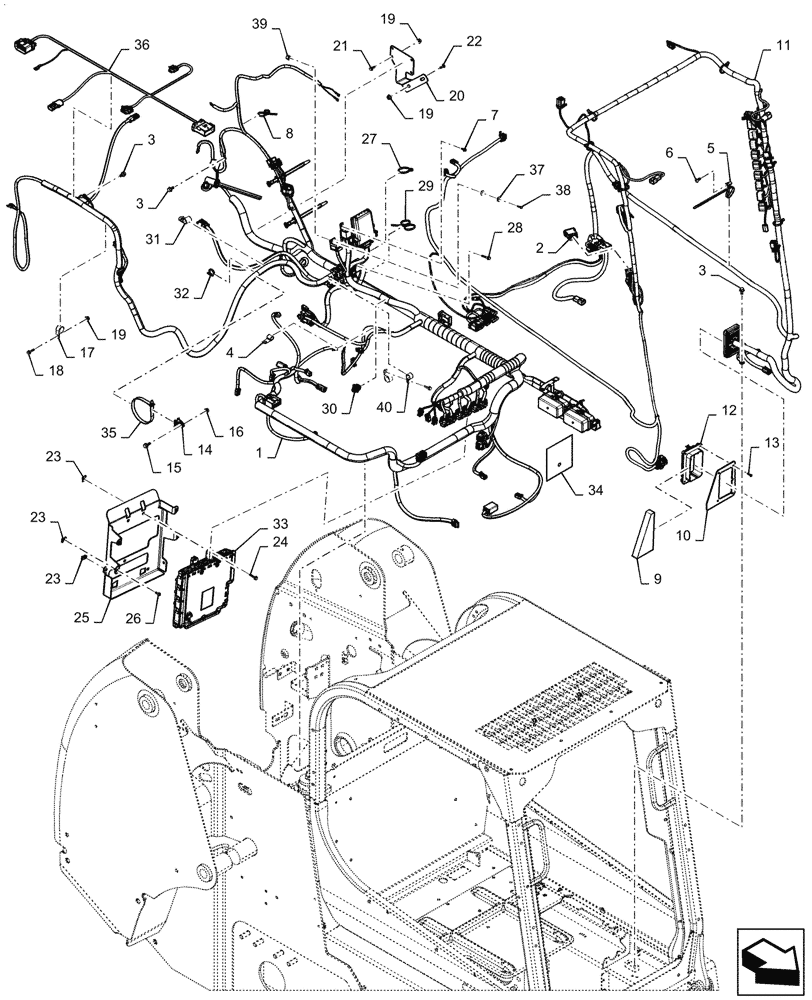 Схема запчастей Case TR320 - (55.101.AC[04]) - WIRE HARNESS & CONNECTOR, ELECTRONIC CONTROLS, OPEN CAB (21-MAY-2015 THRU 13-NOV-2015) (55) - ELECTRICAL SYSTEMS