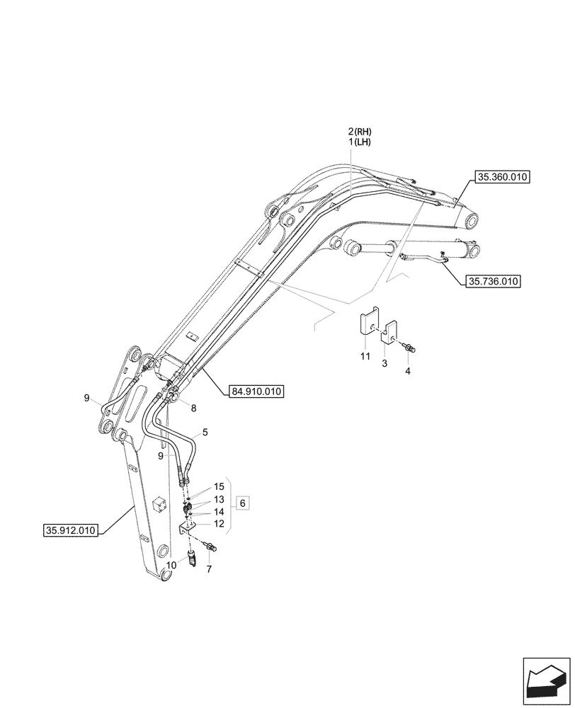 Схема запчастей Case CX37C - (35.360.020) - VAR - 405033, 405035 - HAMMER, SHEARS, LINES (35) - HYDRAULIC SYSTEMS