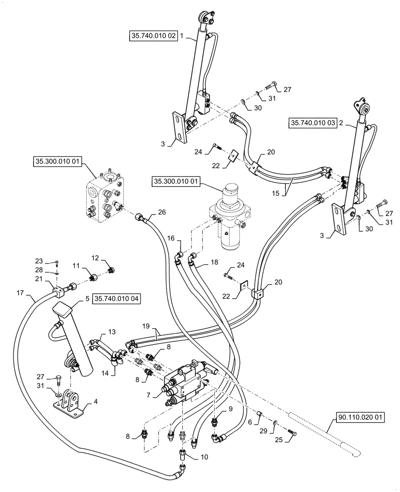 Схема запчастей Case SV208D - (35.740.010[01]) - HOOD, PLATFORM - TILT (35) - HYDRAULIC SYSTEMS