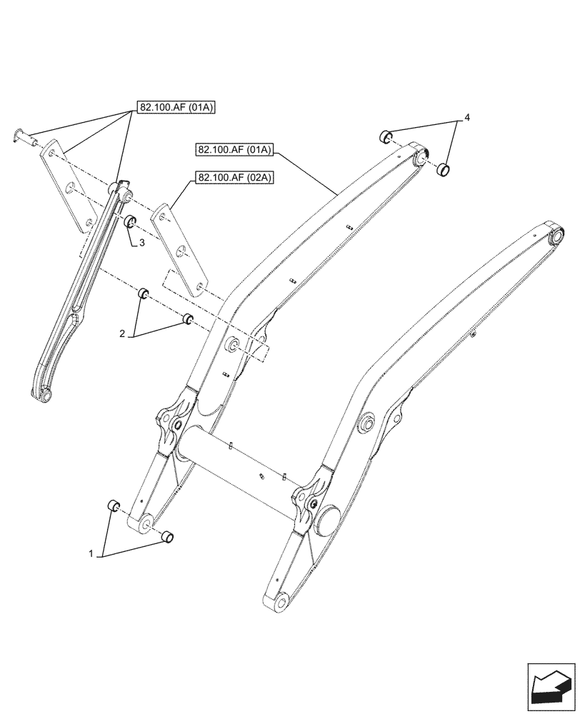 Схема запчастей Case 580N EP - (82.100.AA[01A]) - ARM, PIVOT, BUSHING - BGIEN S/N NGC729080 (82) - FRONT LOADER & BUCKET