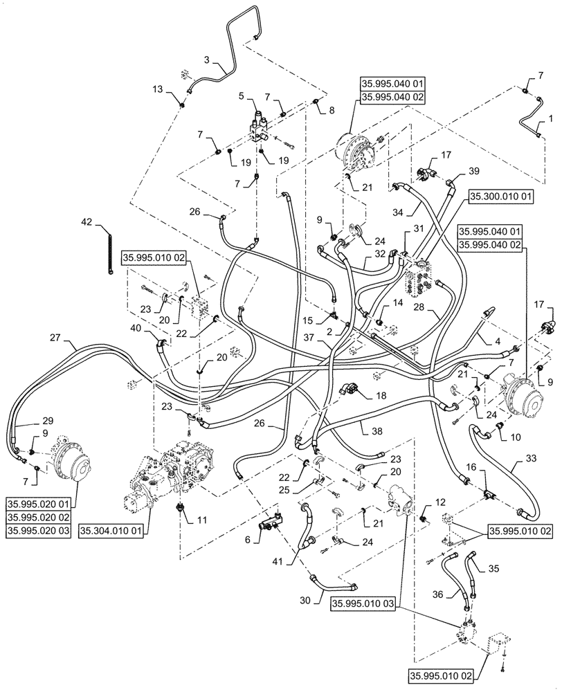Схема запчастей Case SV208D - (35.995.010[01]) - DRIVE, HYDRAULIC LINE (35) - HYDRAULIC SYSTEMS