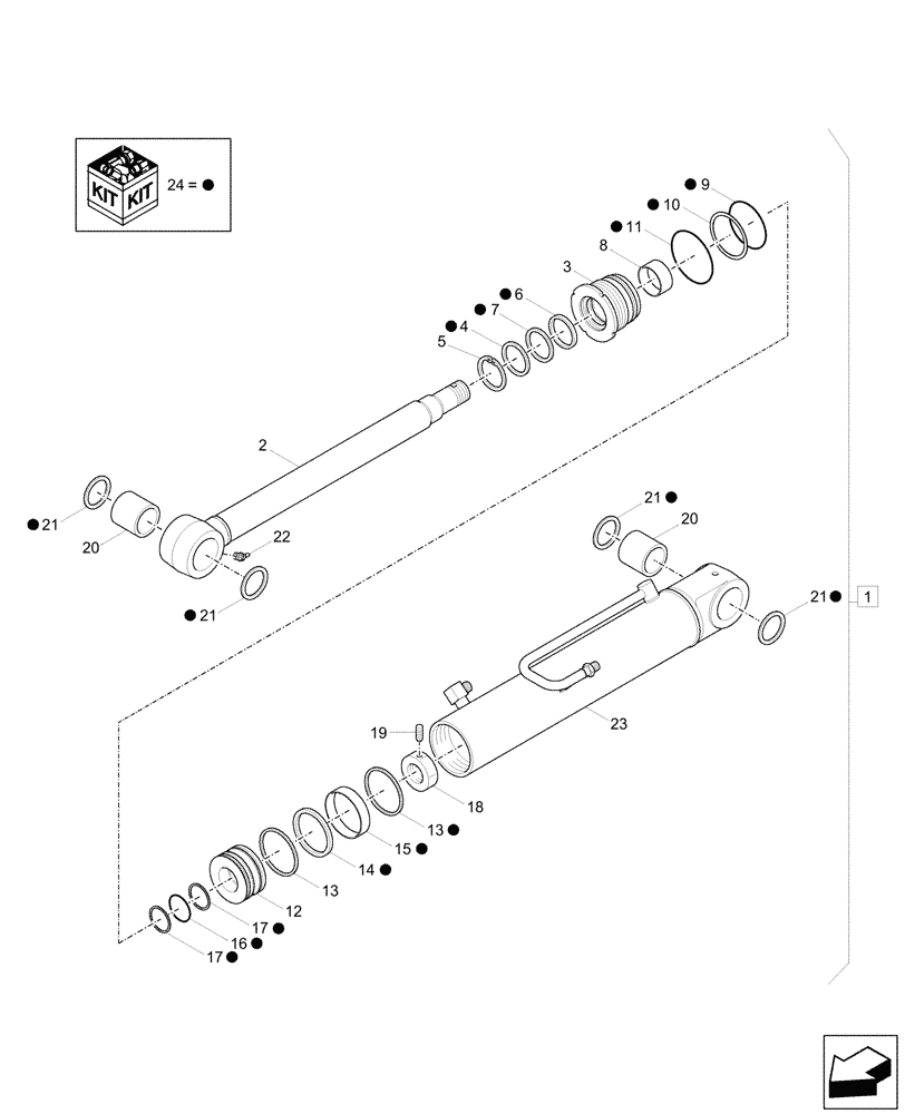 Схема запчастей Case CX37C - (35.739.010) - BOOM SWING, CYLINDER, COMPONENTS (35) - HYDRAULIC SYSTEMS