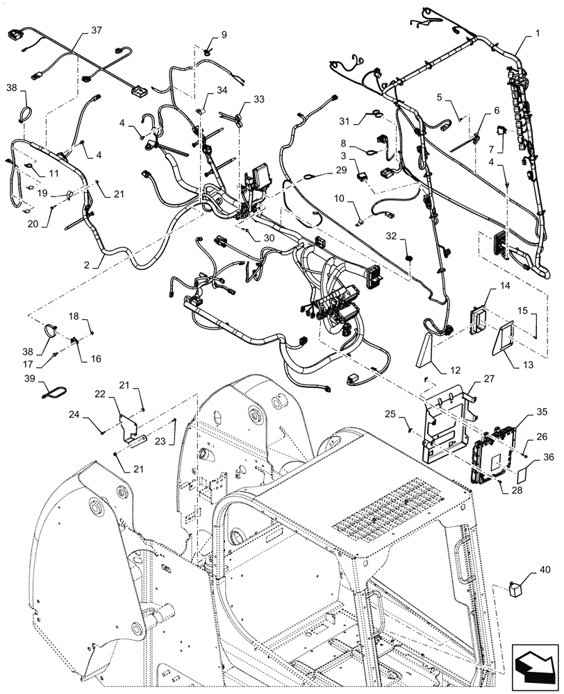 Схема запчастей Case TV380 - (55.101.AC[05]) - WIRE HARNESS & CONNECTOR, ELECTRONIC CONTROLS, W/ EHF (14-NOV-2016 & NEWER) (55) - ELECTRICAL SYSTEMS