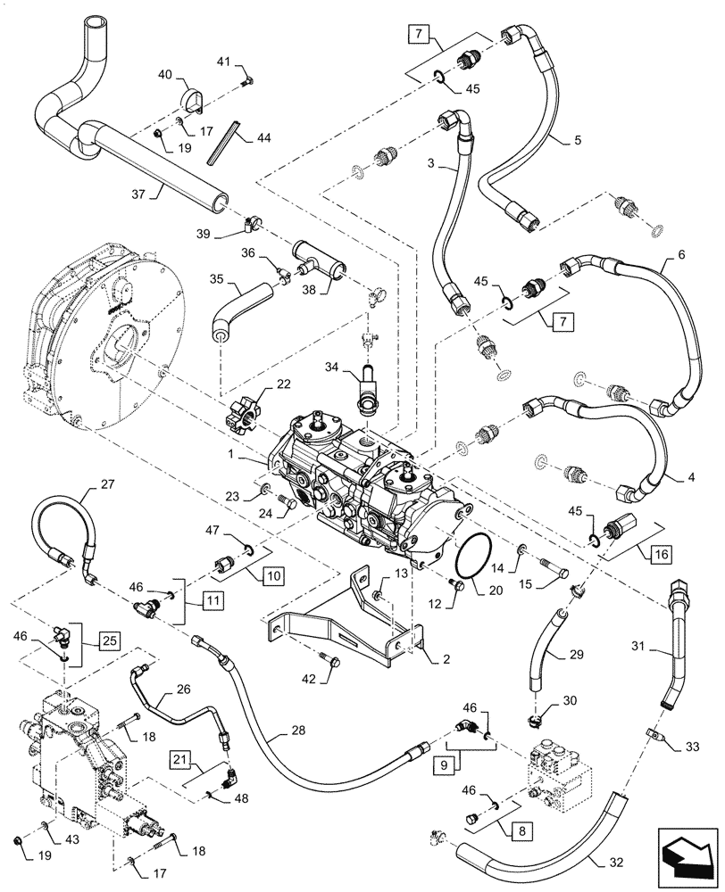 Схема запчастей Case SR175 - (29.204.AB[01]) - HYDROSTATIC PUMP DRIVE LINES, MECHANICAL CONTROLS (29) - HYDROSTATIC DRIVE