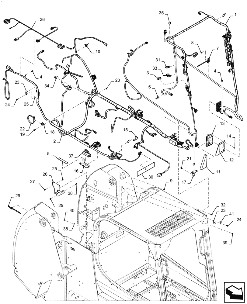 Схема запчастей Case TR320 - (55.101.AC[02]) - WIRE HARNESS & CONNECTOR, MECHANICAL CONTROLS, OPEN CAB (21-MAY-2015 THRU 13-NOV-2016) (55) - ELECTRICAL SYSTEMS