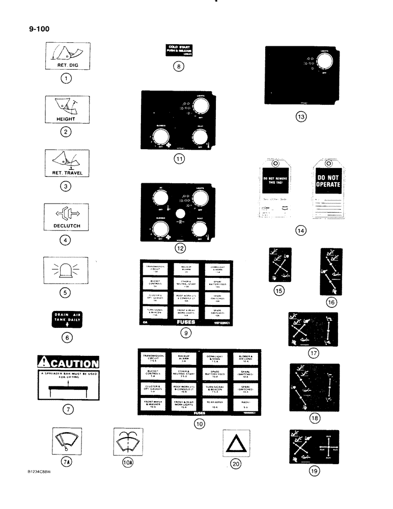 Схема запчастей Case 621 - (9-100) - DECALS (09) - CHASSIS/ATTACHMENTS