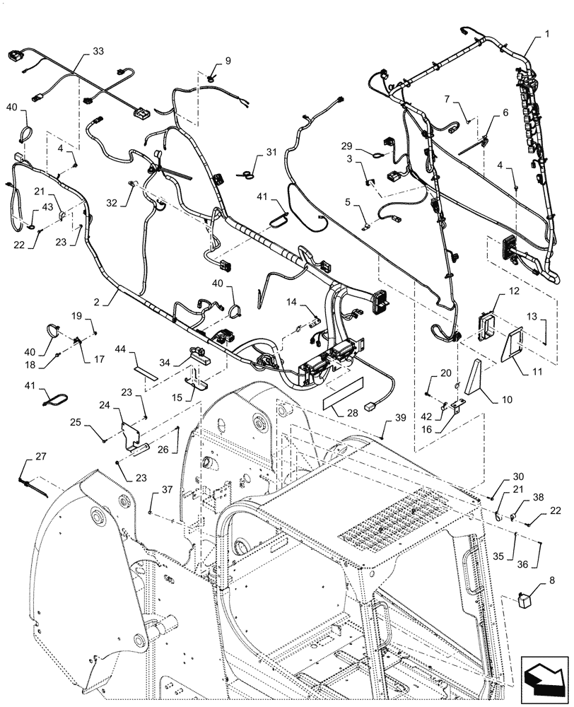 Схема запчастей Case SR220 - (55.101.AC[02]) - WIRE HARNESS & CONNECTOR, MECHANICAL CONTROLS, OPEN CAB (14-NOV-2016 & NEWER) (55) - ELECTRICAL SYSTEMS