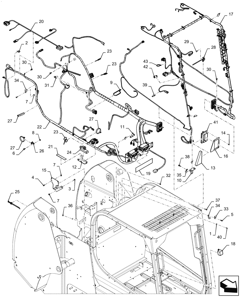 Схема запчастей Case SR220 - (55.101.AC[01]) - WIRE HARNESS & CONNECTOR, MECHANICAL CONTROLS (14-NOV-2016 & NEWER) (55) - ELECTRICAL SYSTEMS