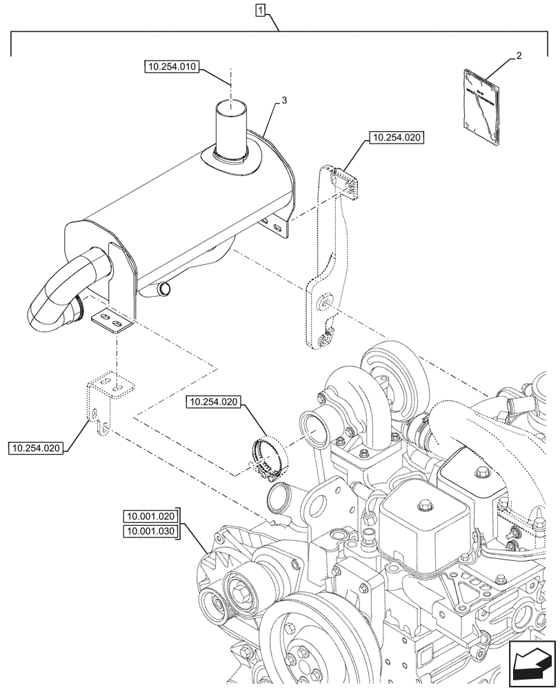 Схема запчастей Case 590SN - (88.100.10[01]) - DIA KIT, EXHAUST SYSTEM W/ SPARK ARRESTER (88) - ACCESSORIES