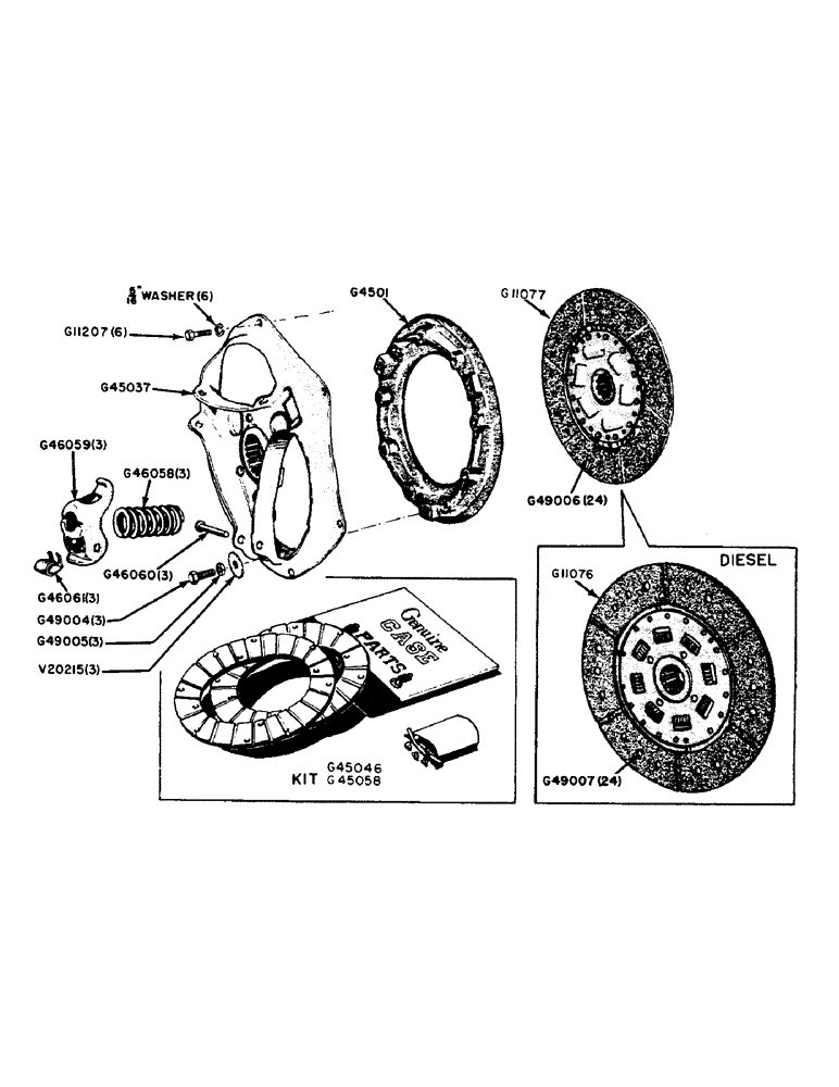 Схема запчастей Case 320 - (058) - SINGLE PLATE CLUTCH (06) - POWER TRAIN