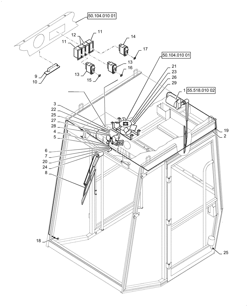 Схема запчастей Case SV208D - (55.518.010[01]) - WIRE HARNESS, WIPER MOTOR (55) - ELECTRICAL SYSTEMS