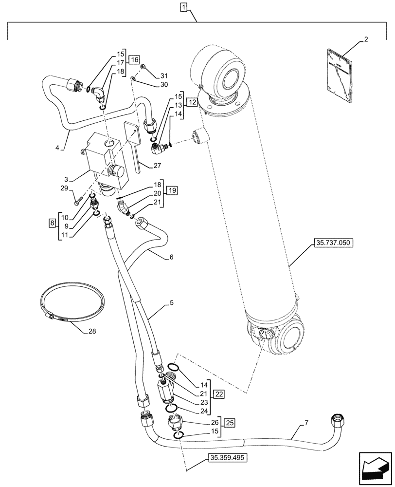 Схема запчастей Case 590SN - (88.100.35[35]) - DIA KIT, DIPPER, LOCK VALVE (88) - ACCESSORIES