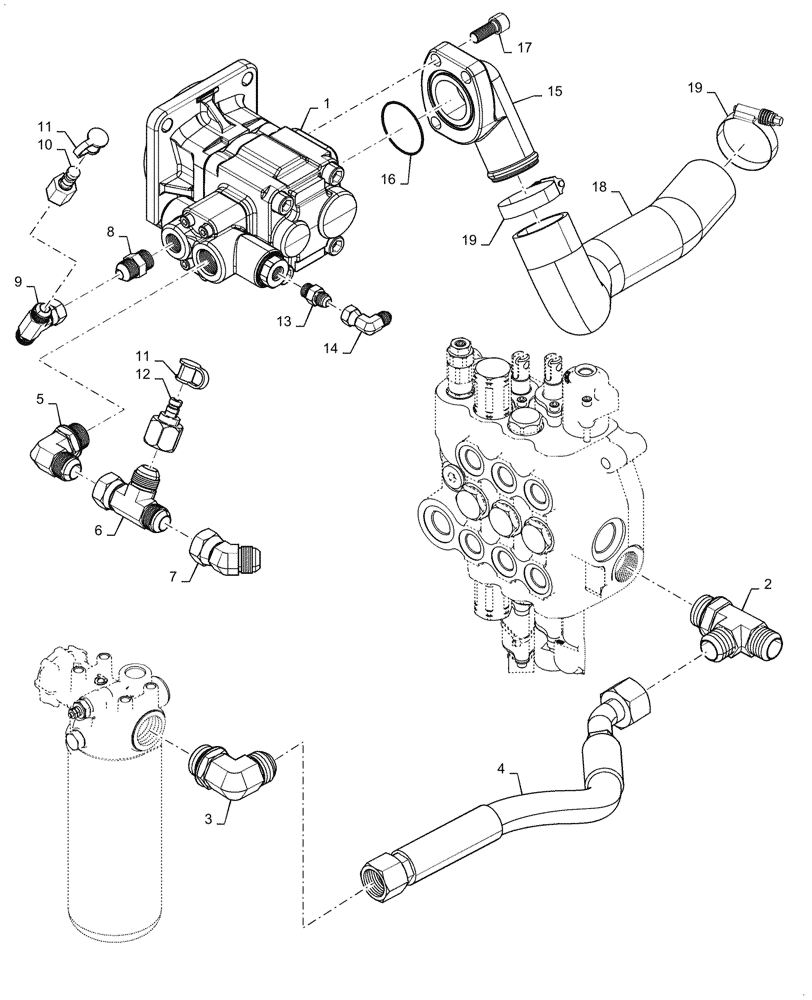 Схема запчастей Case 570N EP - (35.104.AA[04]) - STANDARD PUMP &, FITTING - NO PTO (35) - HYDRAULIC SYSTEMS