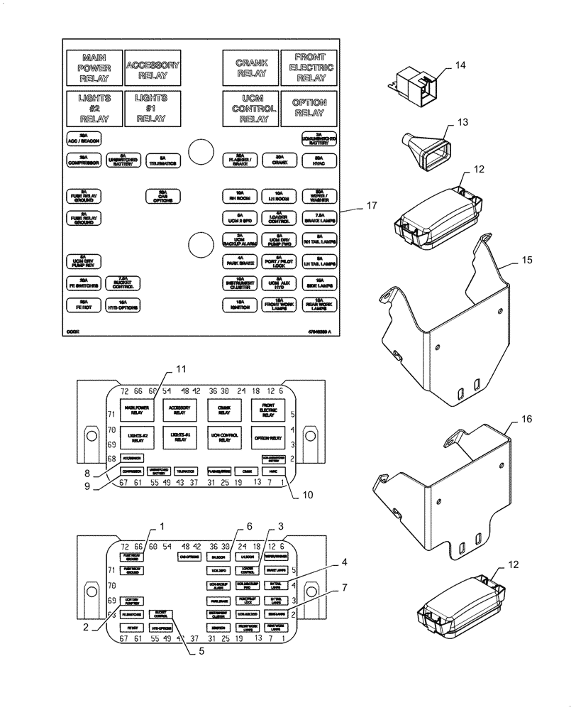 Схема запчастей Case TR320 - (55.100.DO[02]) - FUSE & RELAYS, ELECTRO-HYDRAULIC CONTROLS (14-NOV-2016 & NEWER) (55) - ELECTRICAL SYSTEMS