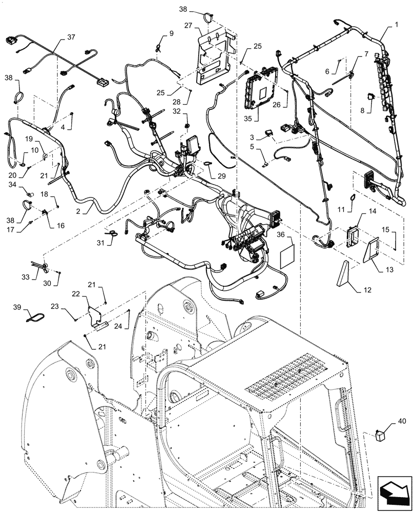 Схема запчастей Case TR320 - (55.101.AC[06]) - WIRE HARNESS & CONNECTOR, ELECTRONIC CONTROLS, OPEN CAB, W/ EHF (14-NOV-2016 & NEWER) (55) - ELECTRICAL SYSTEMS