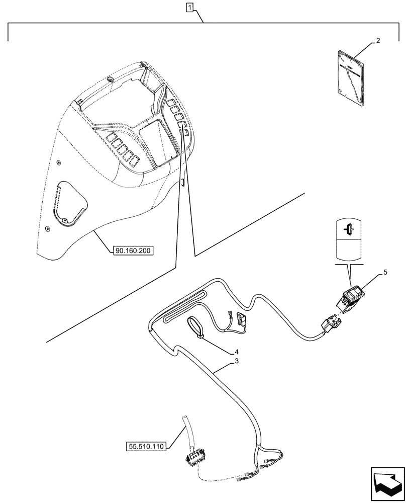 Схема запчастей Case 580SN - (88.100.55[02]) - DIA KIT, BRAKE ENABLE DE-CLUTCH, HARNESS (88) - ACCESSORIES