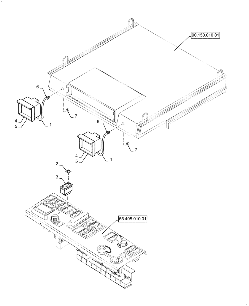 Схема запчастей Case SV208D - (55.404.040[02]) - CAB, FRONT LIGHT, AUXILIARY (55) - ELECTRICAL SYSTEMS